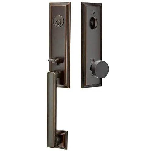 Emtek Wilshire Tubular Entrance Handleset With Round Knob Oil Rubbed Bronze