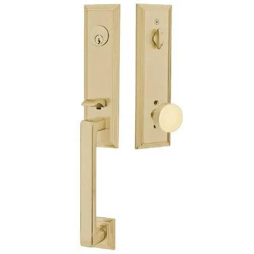 Emtek Wilshire Tubular Entrance Handleset With Round Knob Satin Brass
