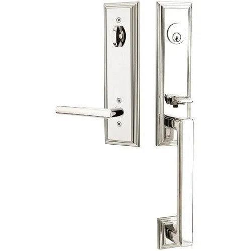 Emtek Wilshire Tubular Entrance Handleset With Stuttgart Lever Lifetime Polished Nickel