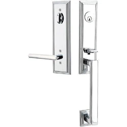 Emtek Wilshire Tubular Entrance Handleset With Stuttgart Lever Polished Chrome