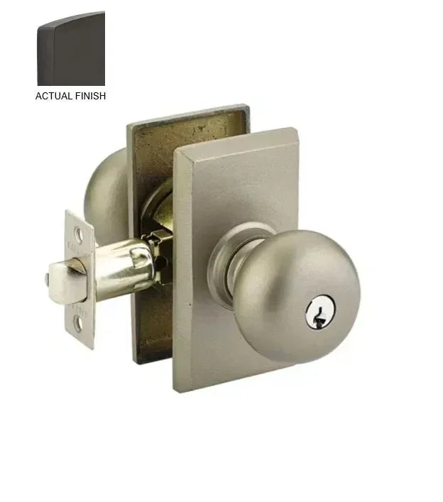 The Emtek Winchester Knob with #3 Rosette in Flat Black Bronze Patina finish.