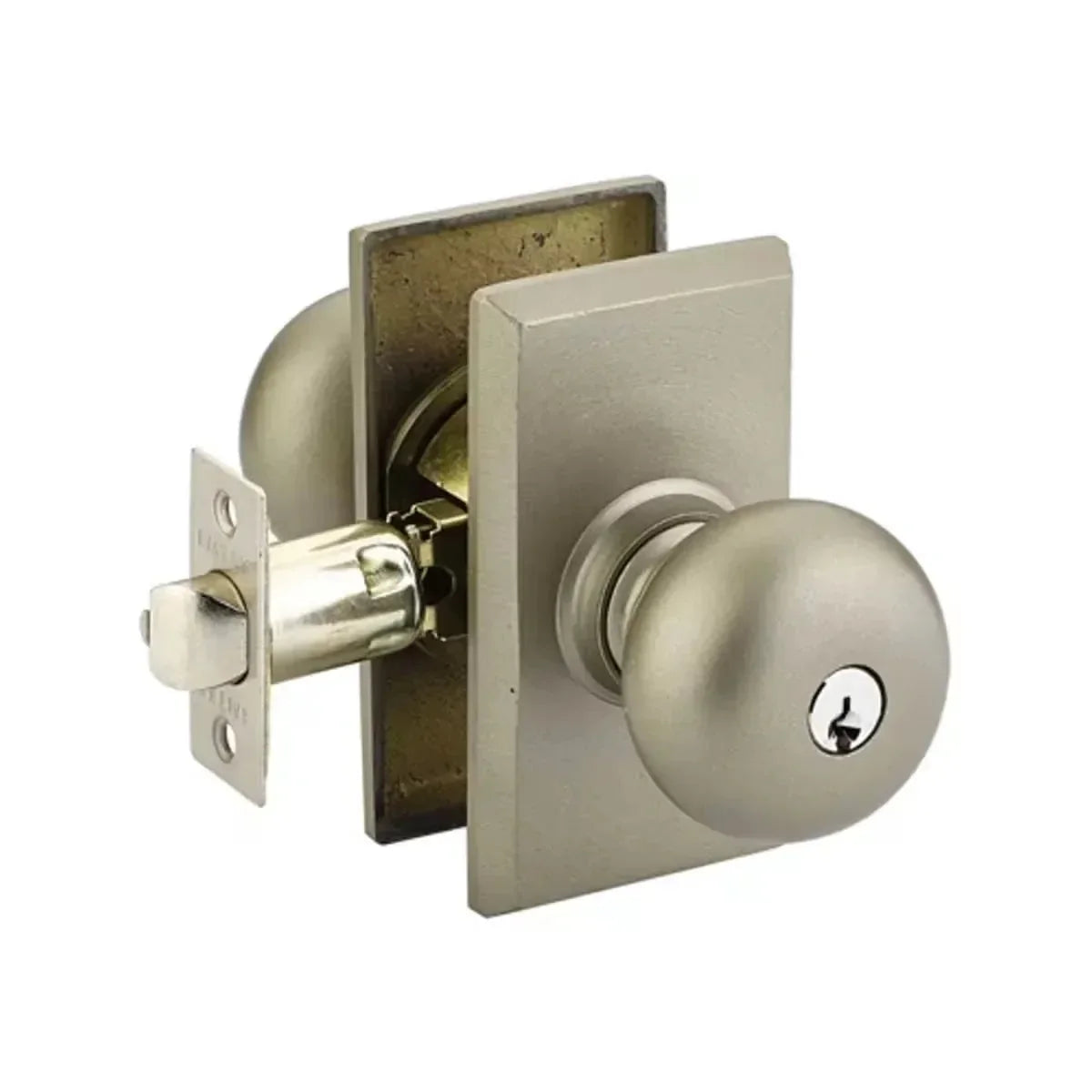 The Emtek Winchester Knob with #3 Rosette in Tumbled White Bronze finish.