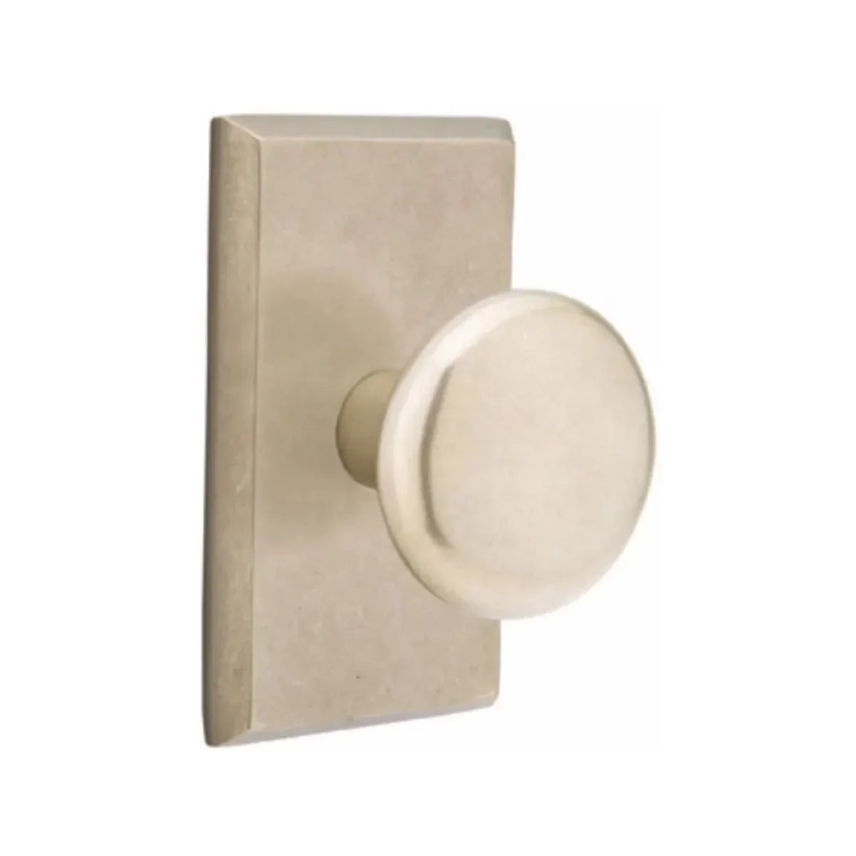Emtek Winchester Knob with #3 Rosette in Tumbled White Bronze finish