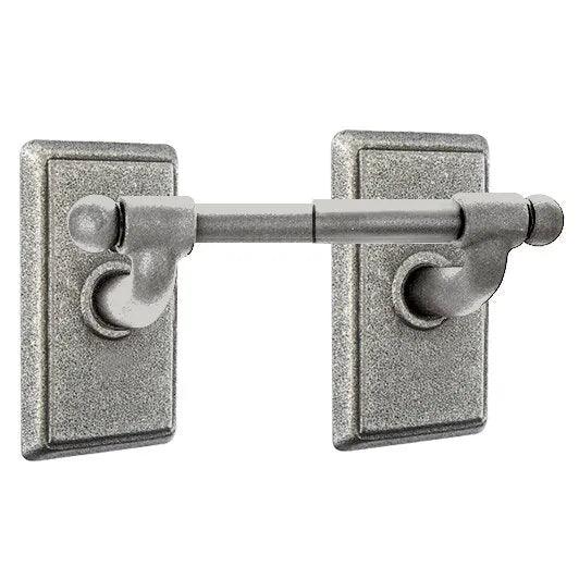 The Emtek Wrought Steel Paper Holder - Spring Rod Style with #3 Rosette in Satin Steel finish.