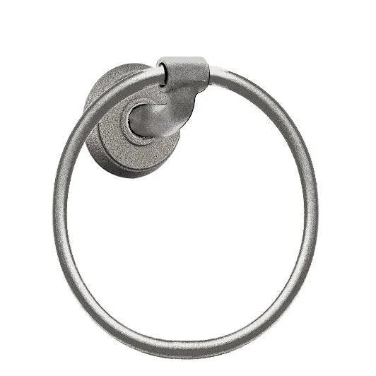Emtek Wrought Steel Towel Ring (6 1/2" Diameter) With #2 Rosette in Brushed Stainless Steel finish