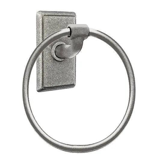 Emtek Wrought Steel Towel Ring (6 1/2" Diameter) With #3 Rosette in Brushed Stainless Steel finish