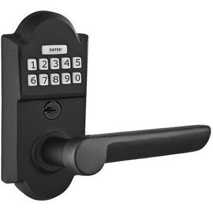 Emtek Sandcast Bronze Electronic Keypad Leverset with Aurora Lever in Flat Black Bronze Patina finish