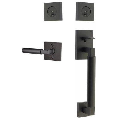 Emtek Hercules Smooth Sectional Tubular Entry Set with Hercules Lever in Flat Black finish