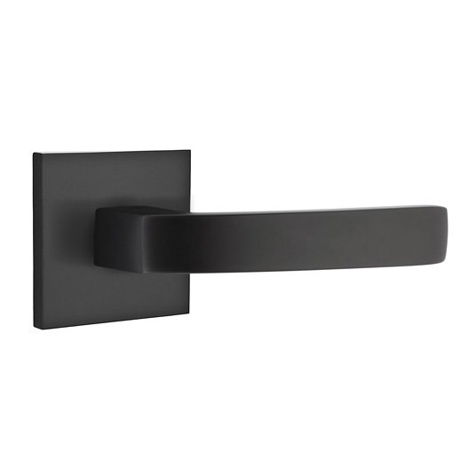 Emtek Breslin Lever With Square Rosette in Flat Black finish