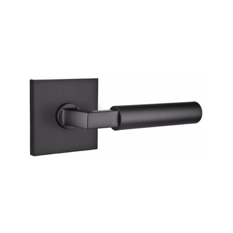 The Emtek Hercules Lever With Square Rosette in Flat Black finish