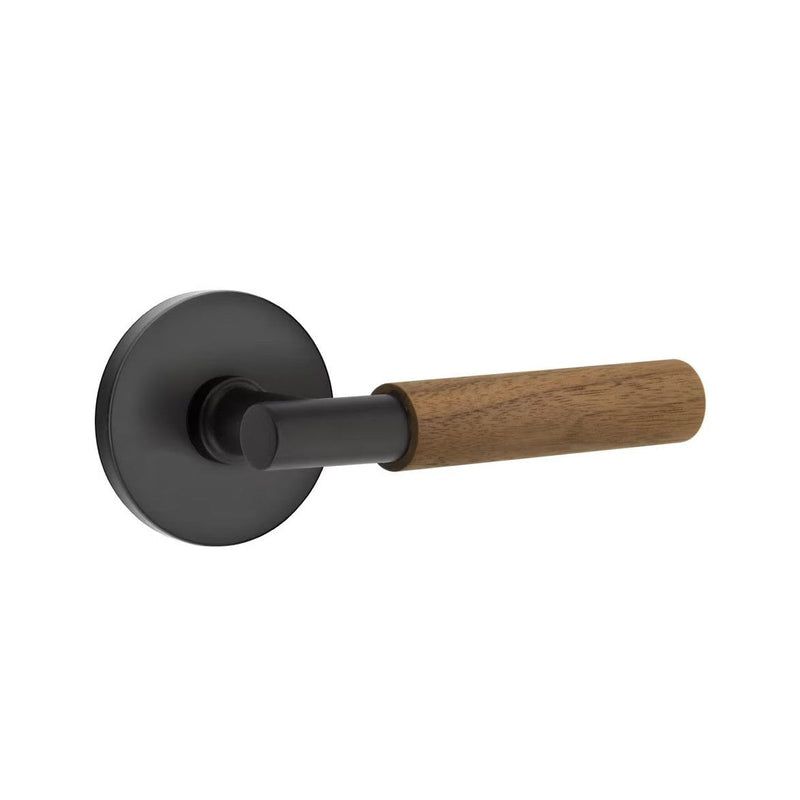 Emtek Select T-Bar Dark Walnut Lever with Disk Rosette in Flat Black finish