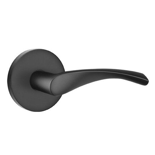 The Emtek Triton Lever With Disk Rosette in Flat Black finish