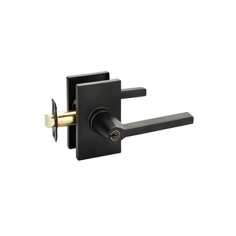 Emtek Helios Lever With Modern Rectangular Rosette in Flat Black finish