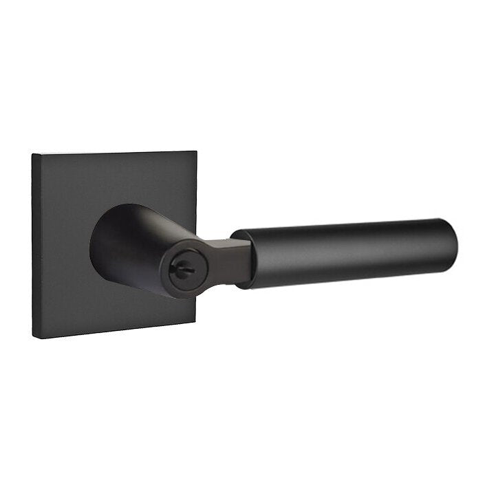 The Emtek Hercules Lever With Square Rosette in Flat Black finish