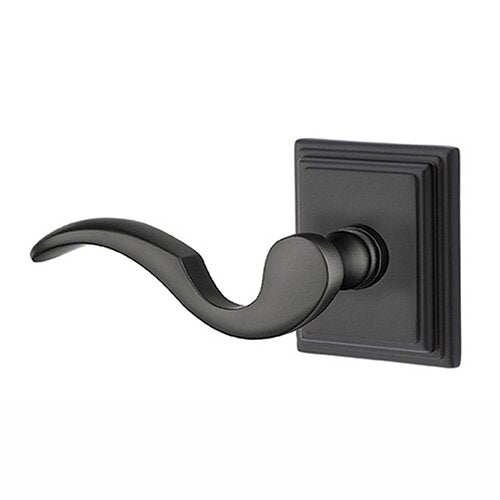 Emtek Cortina Lever With Wilshire Rosette in Flat Black finish