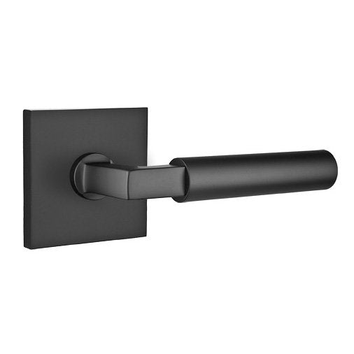 The Emtek Hercules Lever With Square Rosette in Flat Black finish