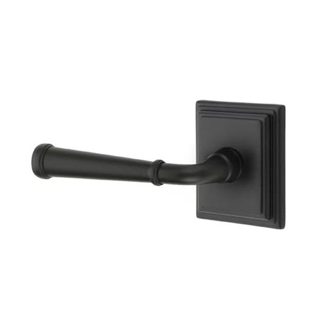 Emtek Merrimack Lever With Wilshire Rosette in Flat Black finish