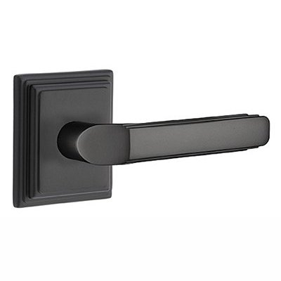 Emtek Milano Lever With Wilshire Rosette in Flat Black finish