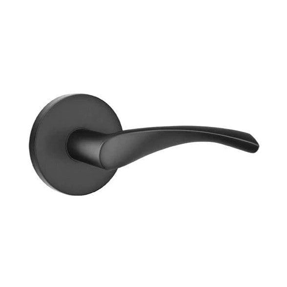 The Emtek Triton Lever With Disk Rosette in Flat Black finish