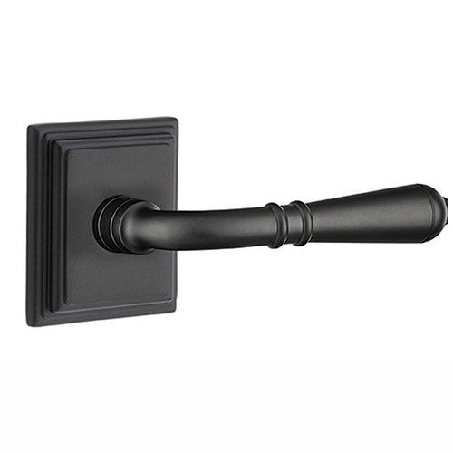 Emtek Turino Lever With Wilshire Rosette in Flat Black finish