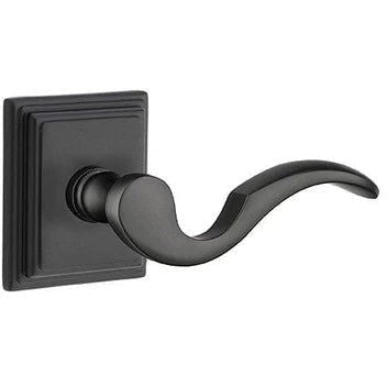 Emtek Cortina Lever With Wilshire Rosette in Flat Black finish