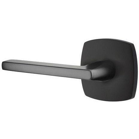 Emtek Helios Lever With Urban Modern Rosette in Flat Black finish