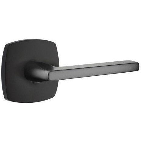 Emtek Helios Lever With Urban Modern Rosette in Flat Black finish