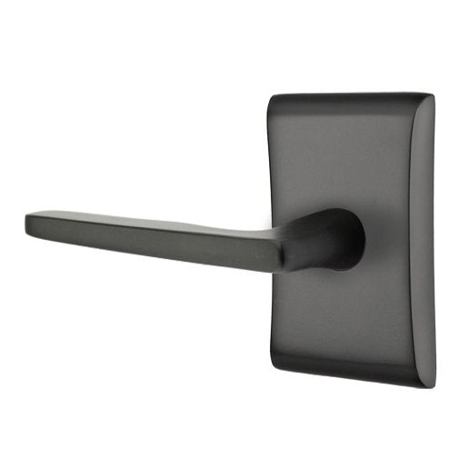 Emtek Hermes Lever With Neos Rosette in Flat Black finish