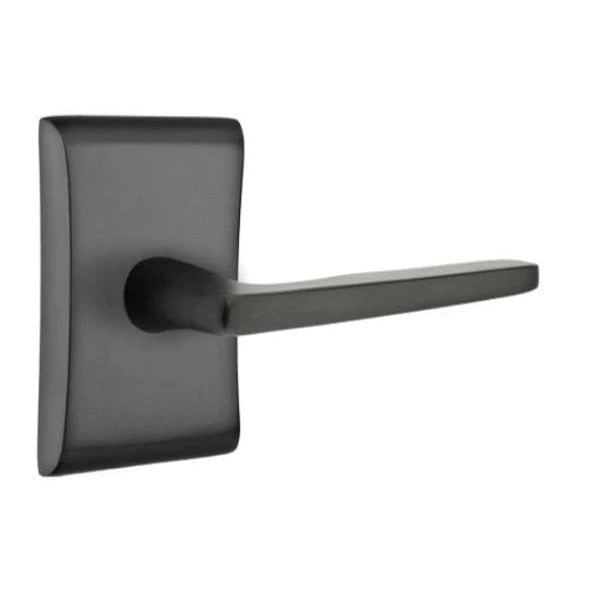 Emtek Hermes Lever With Neos Rosette in Flat Black finish