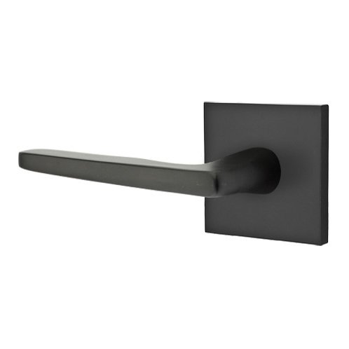 Emtek Hermes Lever With Square Rosette in Flat Black finish