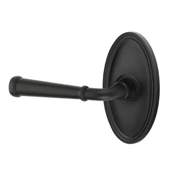 Emtek Merrimack Lever With Oval Rosette in Flat Black finish