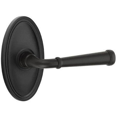 Emtek Merrimack Lever With Oval Rosette in Flat Black finish