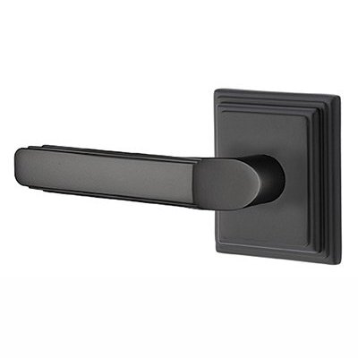 Emtek Milano Lever With Wilshire Rosette in Flat Black finish