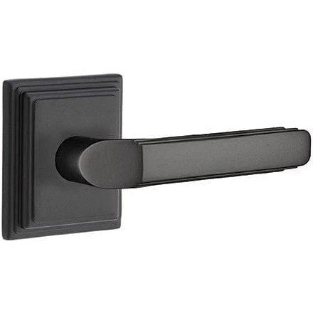 Emtek Milano Lever With Wilshire Rosette in Flat Black finish