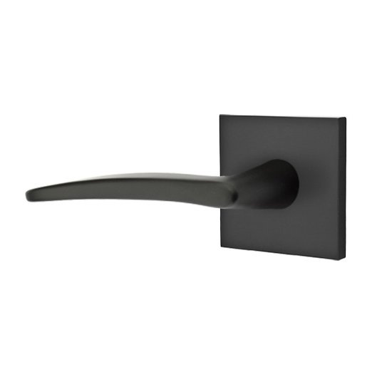 Emtek Poseidon Lever With Square Rosette in Flat Black finish