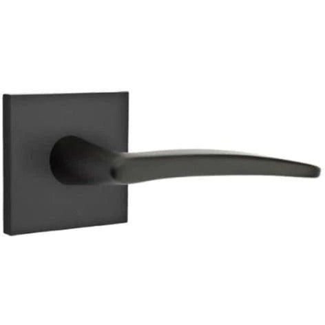 Emtek Poseidon Lever With Square Rosette in Flat Black finish