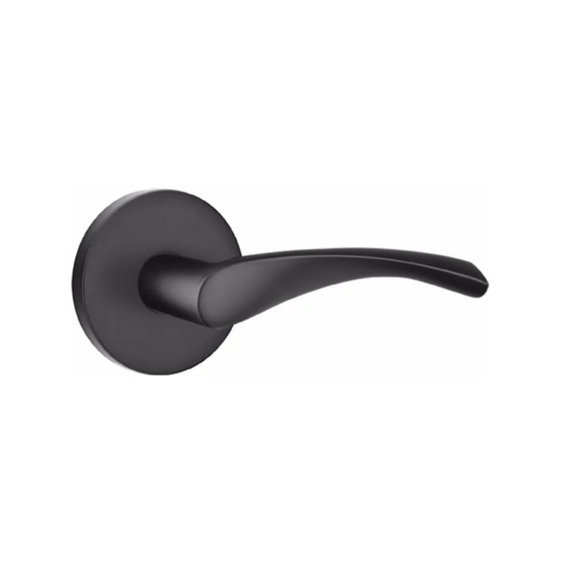 The Emtek Triton Lever With Disk Rosette in Flat Black finish