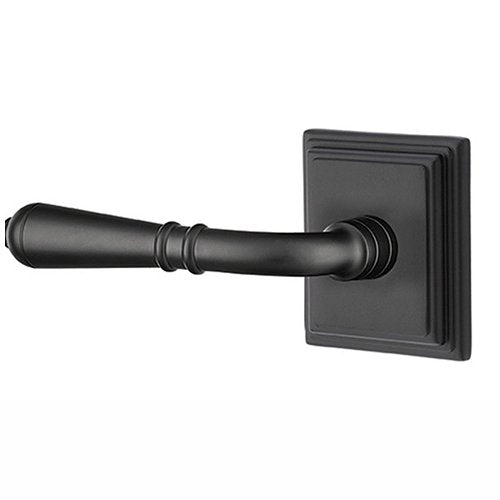 Emtek Turino Lever With Wilshire Rosette in Flat Black finish