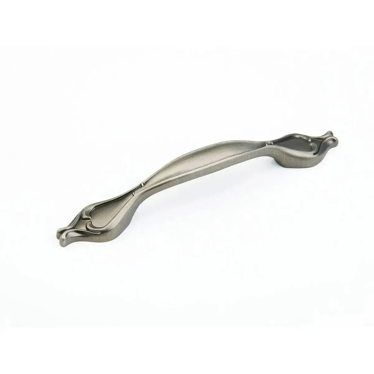The Schaub French Farm Cabinet Pull in Antique Nickel finish.