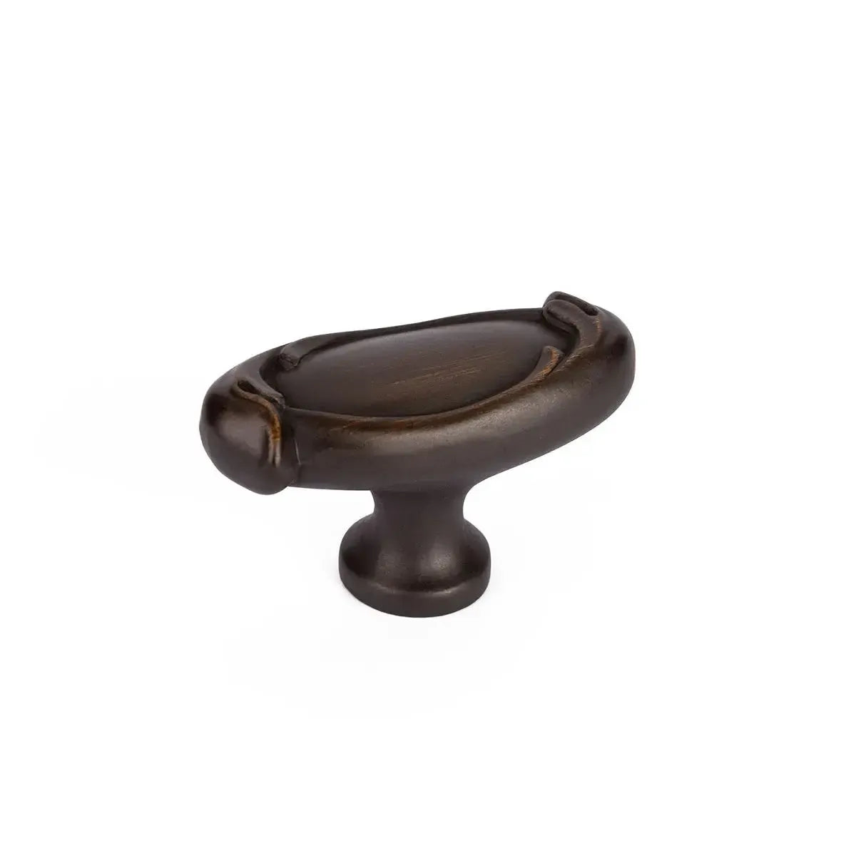 The Schaub French Farm Oval Cabinet Knob in Ancient Bronze finish.
