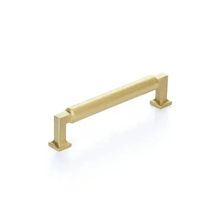 The Schaub Haniburton Cabinet Pull in Satin Brass finish.