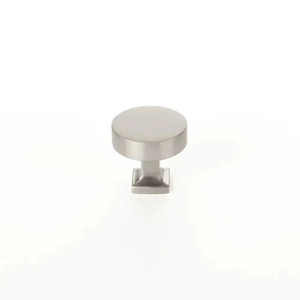 Haniburton Round Cabinet Knob with Square Base Satin Nickel