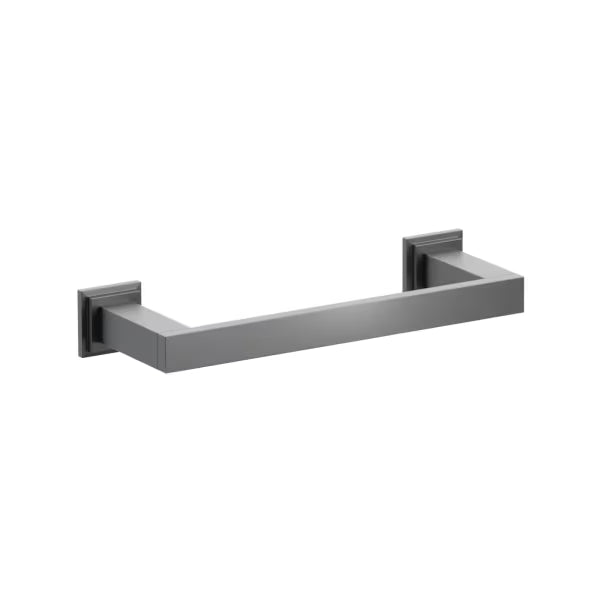 Emtek Modern Rectangular Brass Towel Bar with Step Square Rosette