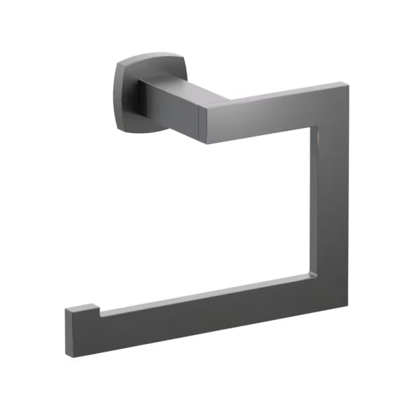 Emtek Modern Rectangular Brass Towel Ring with Soft Square Rosette