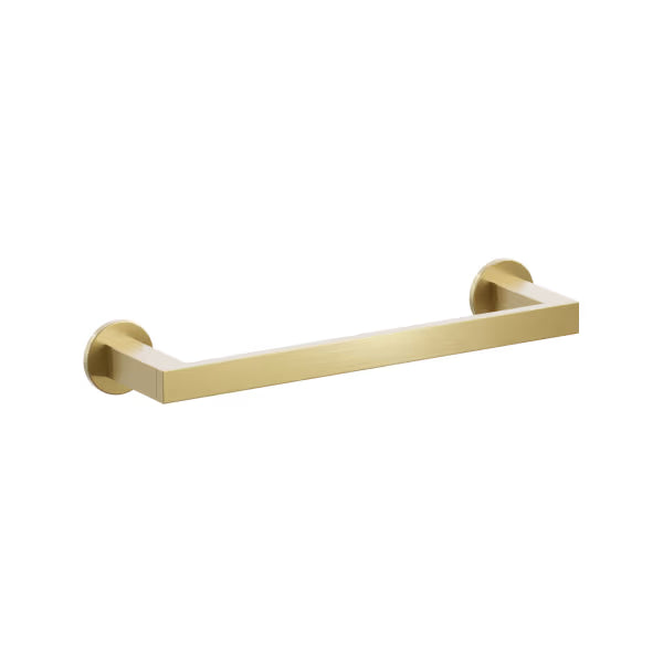 Emtek Modern Rectangular Brass Towel Bar with Small Disc Rosette