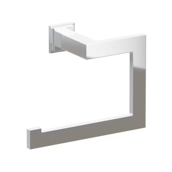 Emtek Modern Rectangular Brass Towel Ring with Step Square Rosette