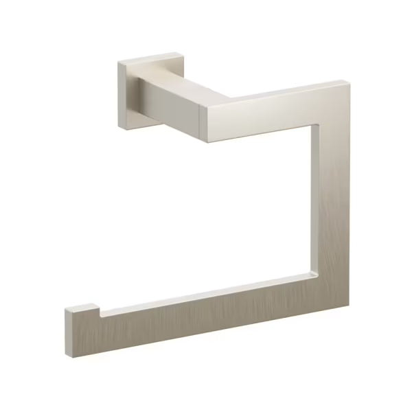 Emtek Modern Rectangular Brass Towel Ring with Small Square Rosette