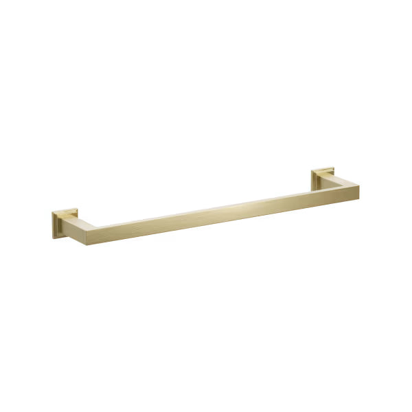 Emtek Modern Rectangular Brass Towel Bar with Step Square Rosette