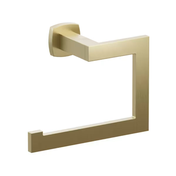 Emtek Modern Rectangular Brass Towel Ring with Soft Square Rosette