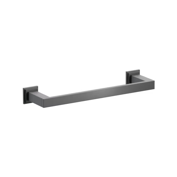 Emtek Modern Rectangular Brass Towel Bar with Step Square Rosette